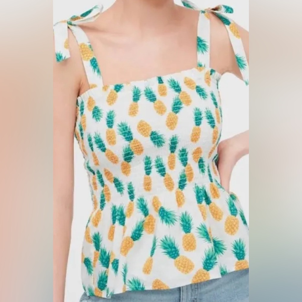 J. Crew Pineapple Smocked Shirt sz Small